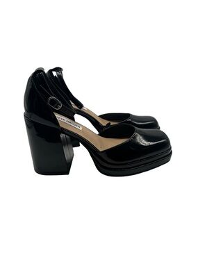 Steve Madden Black Patent Platform Block Heel Mary Jane Pumps